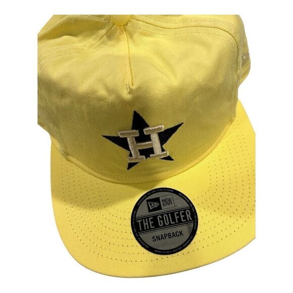 Houston Astros New Era The Golfer Yellow Snapback Hat Unisex Adjustable Fit - Picture 8 of 9